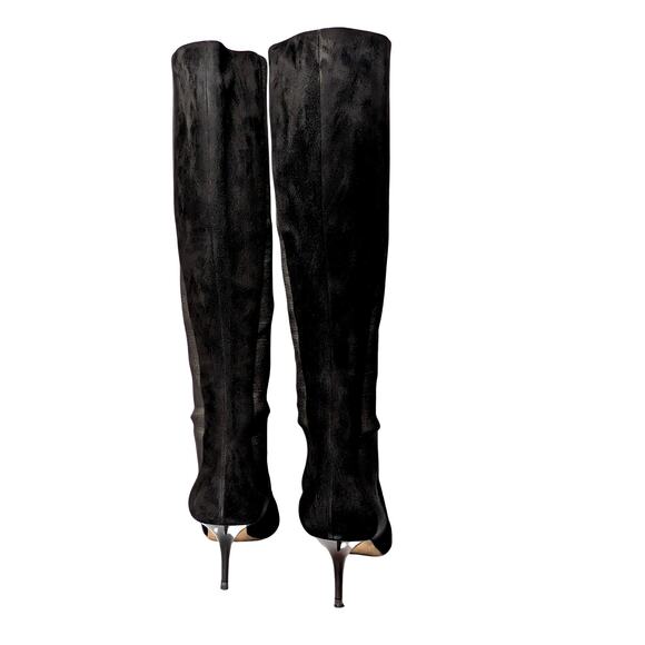 Jimmy Choo Faith 85 Black Suede Stretch Knee-High Boots - Picture 3 of 9